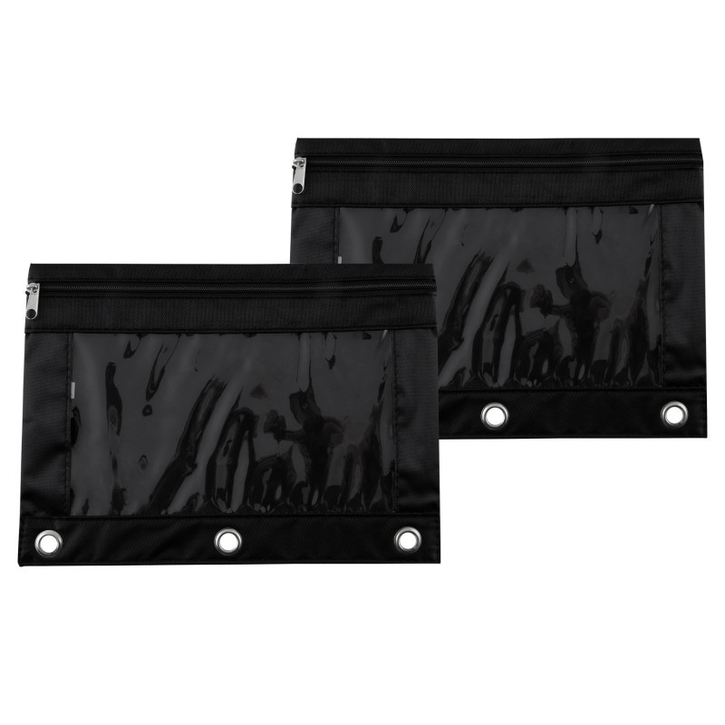 ADVANTUS Advantus® Binder Pencil Pouch, Black/Clear, 10x7.38 in, Set of 2
