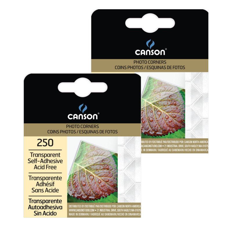 DIXON FINE ART Canson Canson Self-Adhesive Photo Corners, Transparent, 250 Per Pack, 2 Packs
