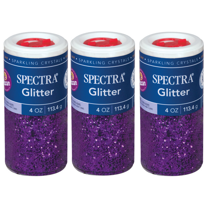 DIXON TICONDEROGA CO Spectra® Arts & Crafts Glitter, Purple, 4 oz, 1 Jar, Pack of 3