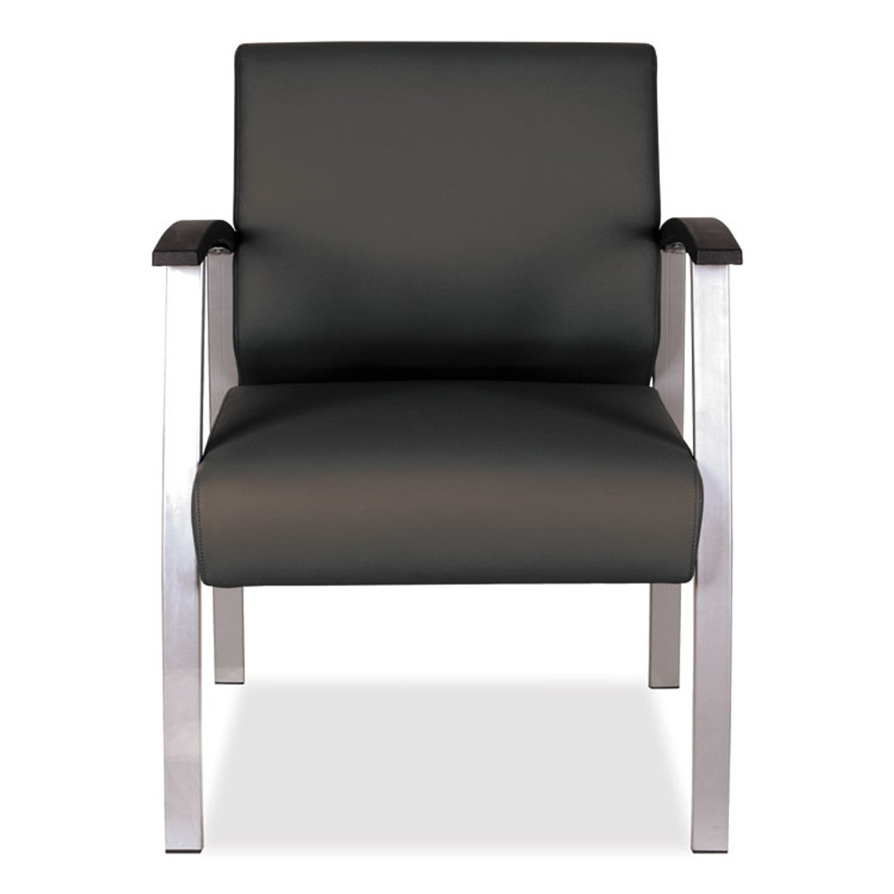 ALERA ML2319 Alera metaLounge Series Mid-Back Guest Chair, 24.6" x 26.96" x 33.46", Black Seat, Black Back, Silver Base