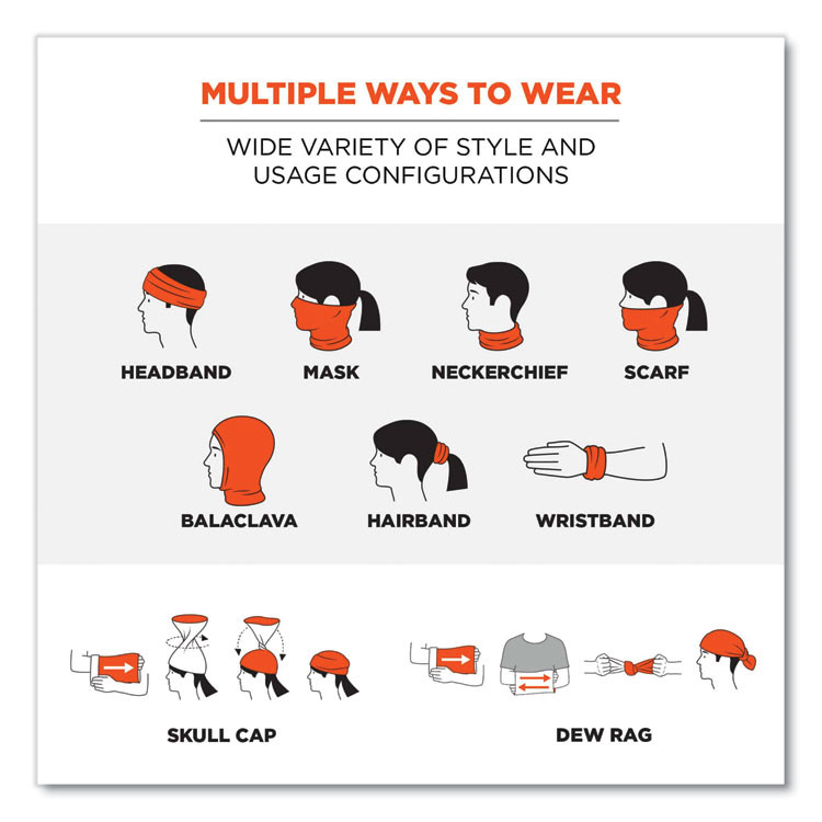 TENACIOUS HOLDINGS, INC. ergodyne® 42127 Chill-Its 6487 Cooling Performance Knit Multi-Band, Polyester/Spandex, One Size Fits Most, Hi-Vis Lime