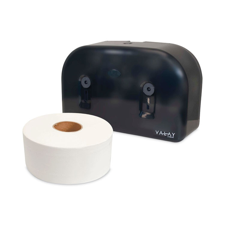 MORCON Tissue VT1003 Valay Plastic Mini Jumbo Bath Tissue Dispenser, Two Rolls, 9.75 x 15.87 x 5.25, Black