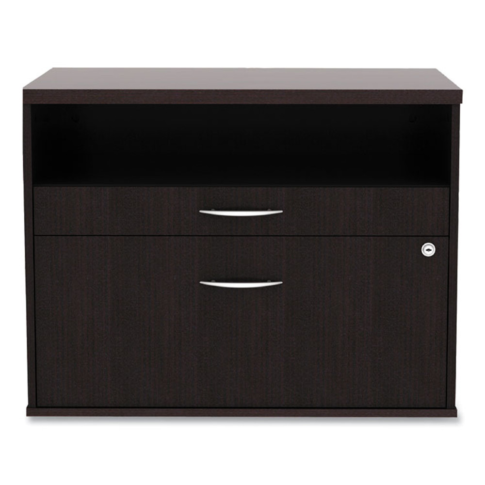 ALERA LS583020ES Alera Open Office Desk Series Low File Cabinet Credenza, 2-Drawer: Pencil/File,Legal/Letter,1 Shelf,Espresso,29.5x19.13x22.88