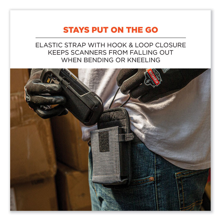 TENACIOUS HOLDINGS, INC. ergodyne® 19192 Squids 5542 Phone Style Scanner Holster with Belt Loop, Large, 1 Compartment, 3.75 x 1.25 x 6.5, Polyester, Gray