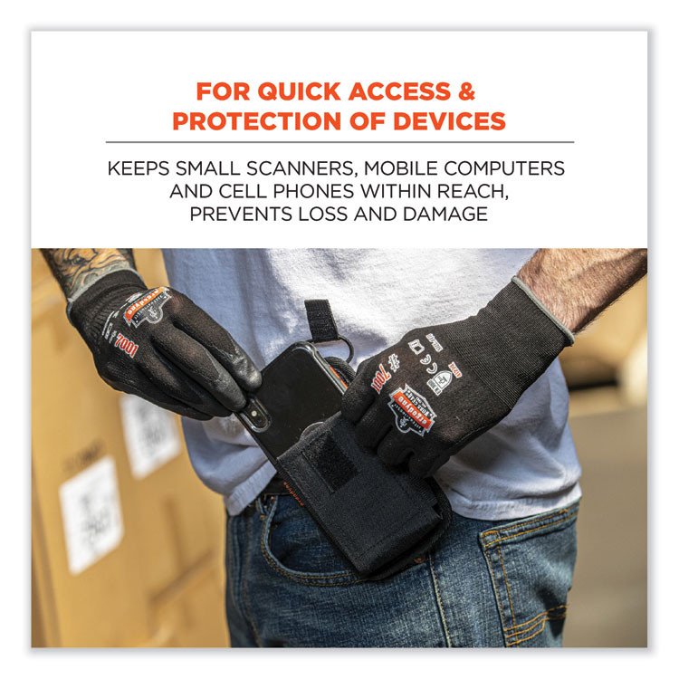 TENACIOUS HOLDINGS, INC. ergodyne® 19192 Squids 5542 Phone Style Scanner Holster with Belt Loop, Large, 1 Compartment, 3.75 x 1.25 x 6.5, Polyester, Gray