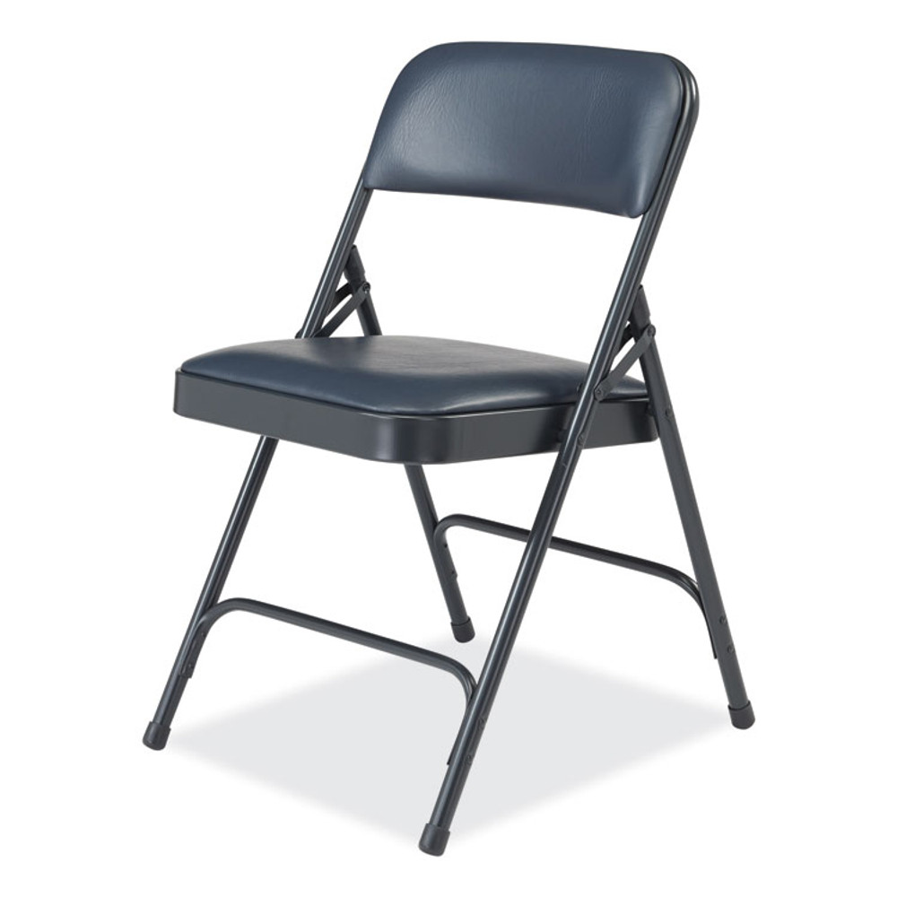 NATIONAL PUBLIC SEATING NPS® 1204 1200 Series Vinyl Dual-Hinge Folding Chair, Supports Up to 500 lb, 17.75" Seat Height, Dark Midnight Blue, 4/Carton