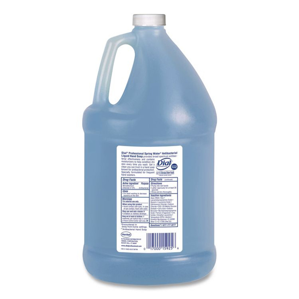DIAL PROFESSIONAL 15926EA Antibacterial Liquid Hand Soap, Spring Water Scent, 1 gal