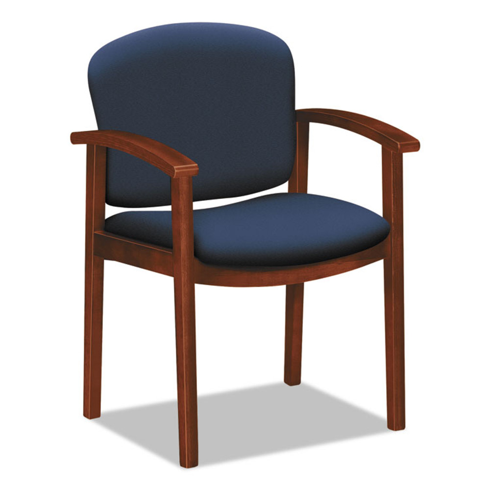 HON COMPANY 2111COCU98 2111 Invitation Reception Series Wood Guest Chair, 23.5" x 22" x 33", Navy Seat, Navy Back, Cognac Base