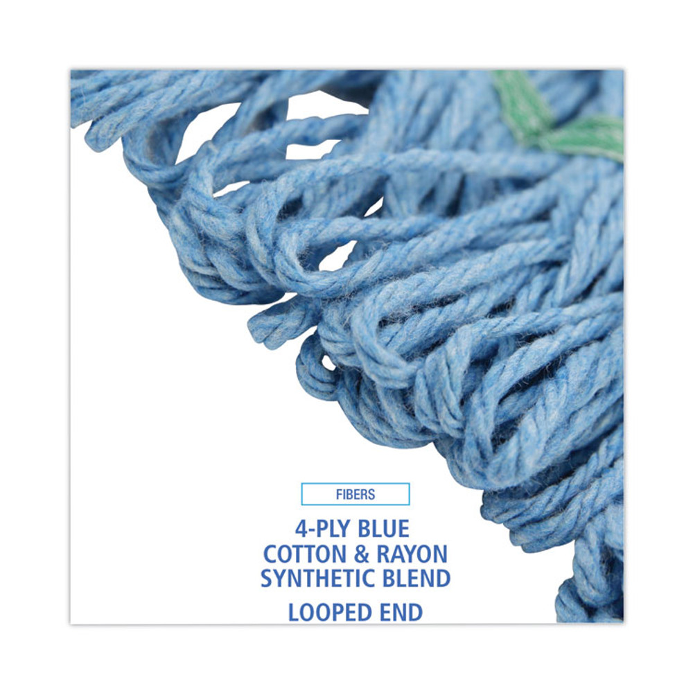 BOARDWALK 402BL Mop Head, Premium Standard Head, Cotton/Rayon Fiber, Medium, Blue, 12/Carton