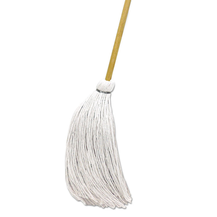 BOARDWALK RD60016S Handle/Deck Mops, #16 White Rayon Head, 57" Natural Wood Handle, 12/Carton