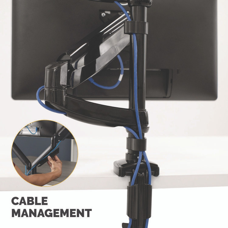 FELLOWES MFG. CO. 8043401 Platinum Series Dual Stacking Arm for 27" Monitors, 360 deg Rotation, 180 deg Tilt, 360 deg Pan, Black, Supports 22 lb