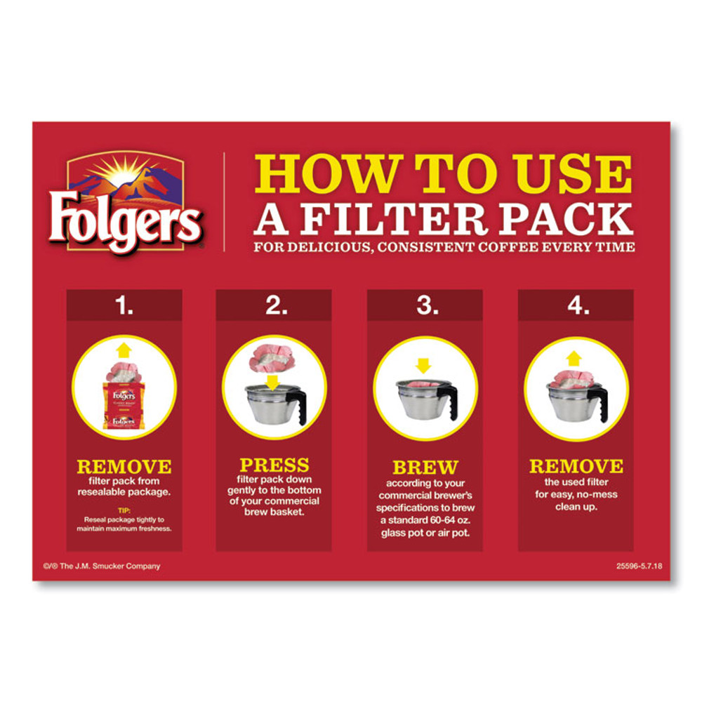 KEURIG DR PEPPER Folgers® 06239 Coffee Filter Packs, Classic Roast, .9 oz, 10 Filters/Pack, 4 Packs/Carton