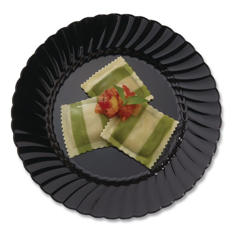 WNA, INC. CW6180BK Classicware Plastic Plates, 6" dia, Black, 10/Pack, 18 Packs/Carton