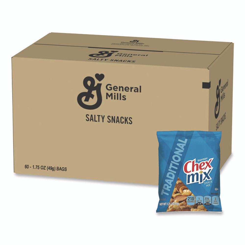 GENERAL MILLS Chex Mix® 1240 Traditional Snack Mix, 1.75 oz Snack Pack, 60 Packs/Carton