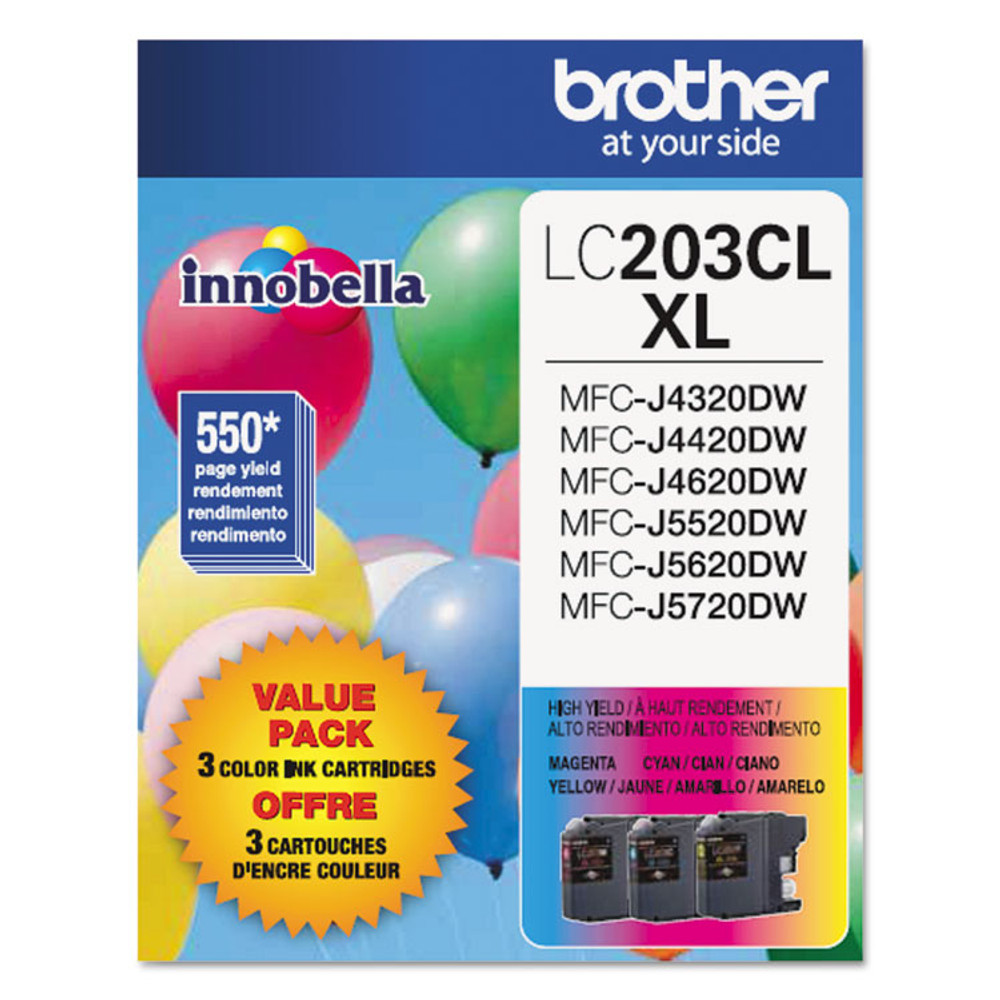 BROTHER INTL. CORP. LC2033PKS LC2033PKS Innobella High-Yield Ink, 550 Page-Yield, Cyan/Magenta/Yellow