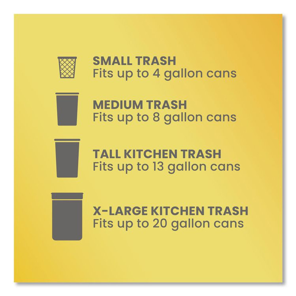 CLOROX SALES CO. Glad® 78564 Tall Kitchen Drawstring Trash Bags with LeakGuard, 13 gal, Unscented, 23.47" x 25.38", White, 120/Box