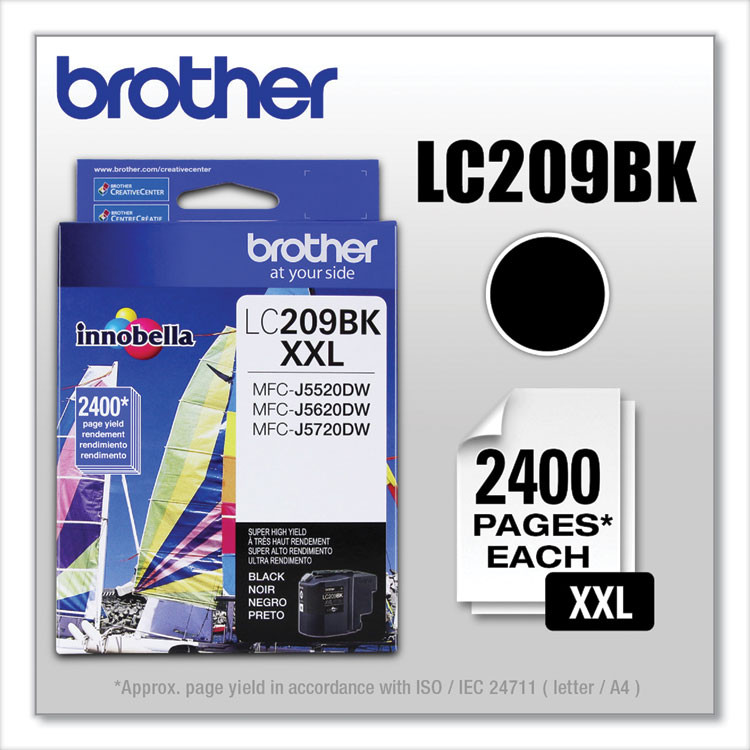 BROTHER INTL. CORP. LC209BK LC209BK Innobella Super High-Yield Ink, 2,400 Page-Yield, Black