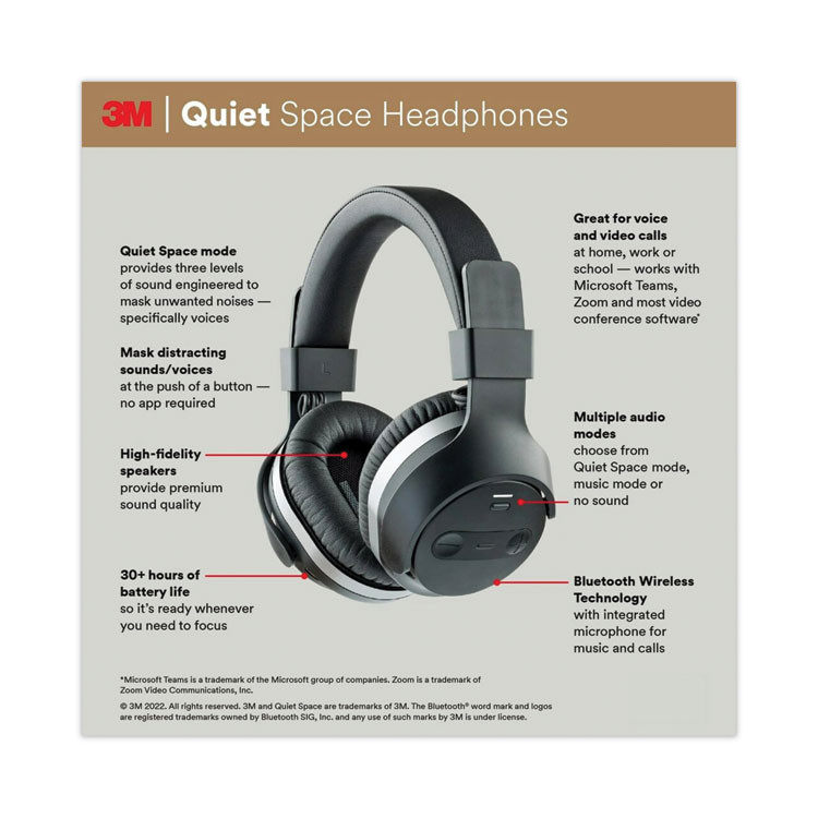 3M/COMMERCIAL TAPE DIV. QUIETSPSIOC Quiet Space Headphones, Black