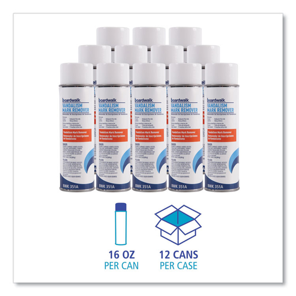 BOARDWALK 351ACT Vandalism Mark Remover, 15 oz Aerosol Spray, 12/Carton