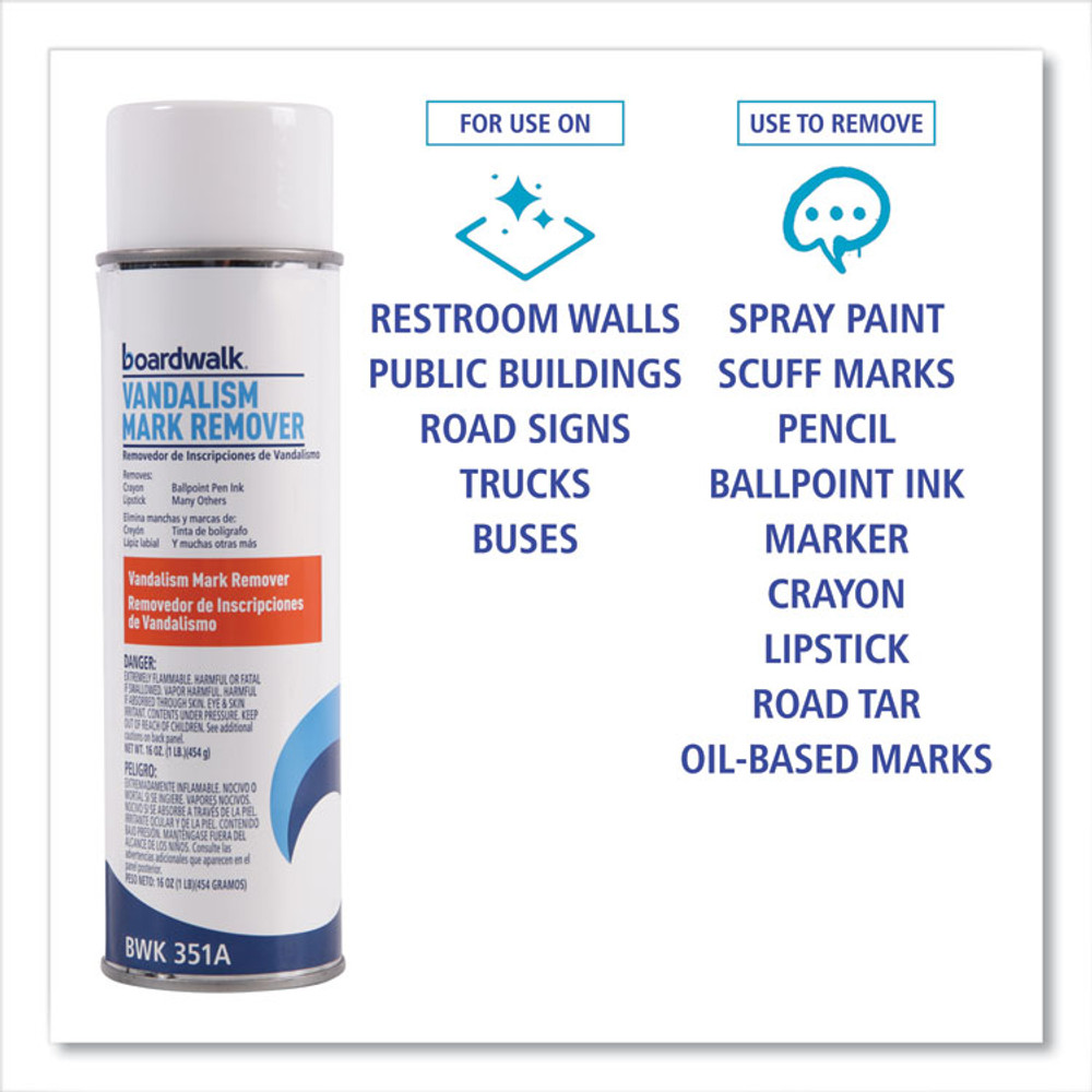 BOARDWALK 351ACT Vandalism Mark Remover, 15 oz Aerosol Spray, 12/Carton
