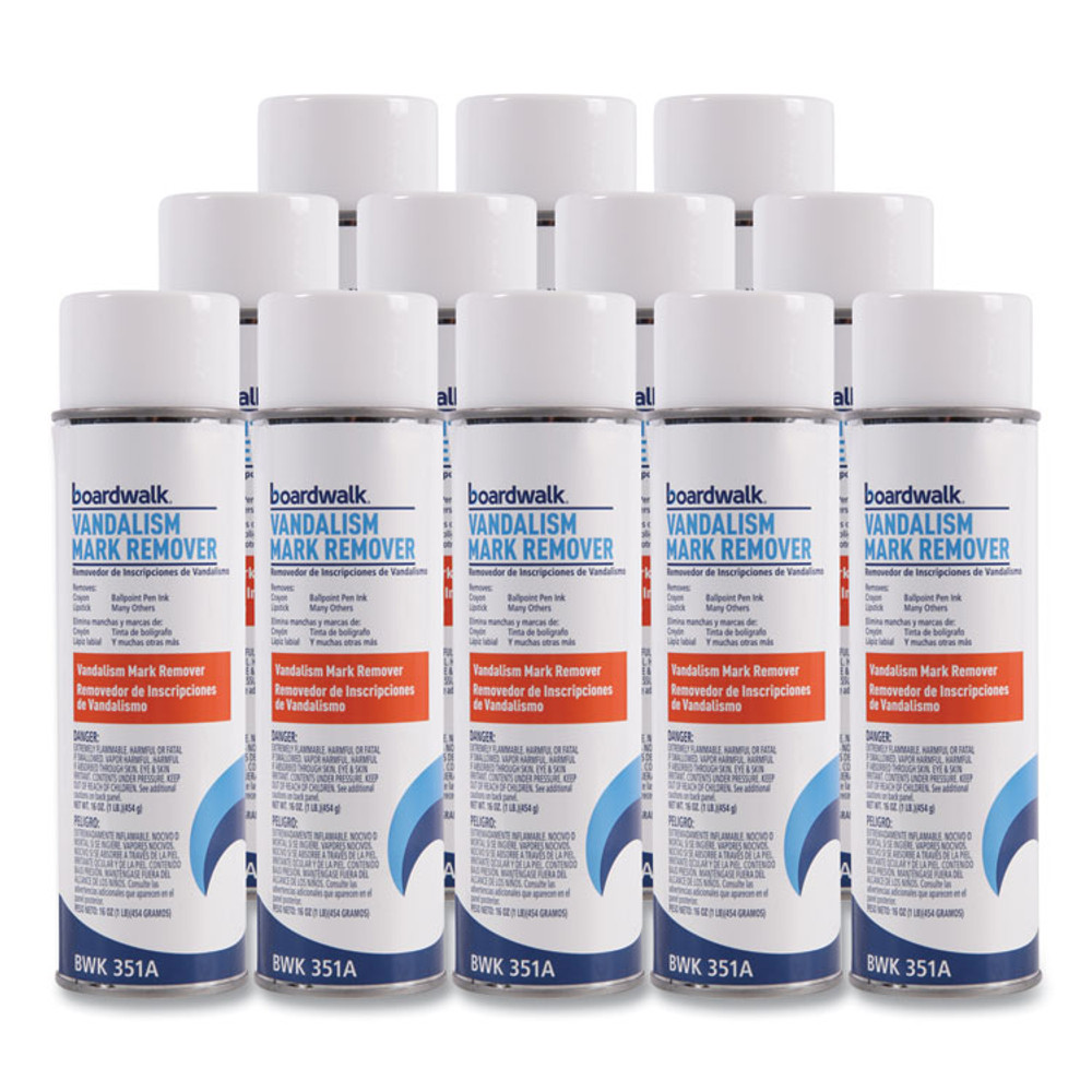 BOARDWALK 351ACT Vandalism Mark Remover, 15 oz Aerosol Spray, 12/Carton