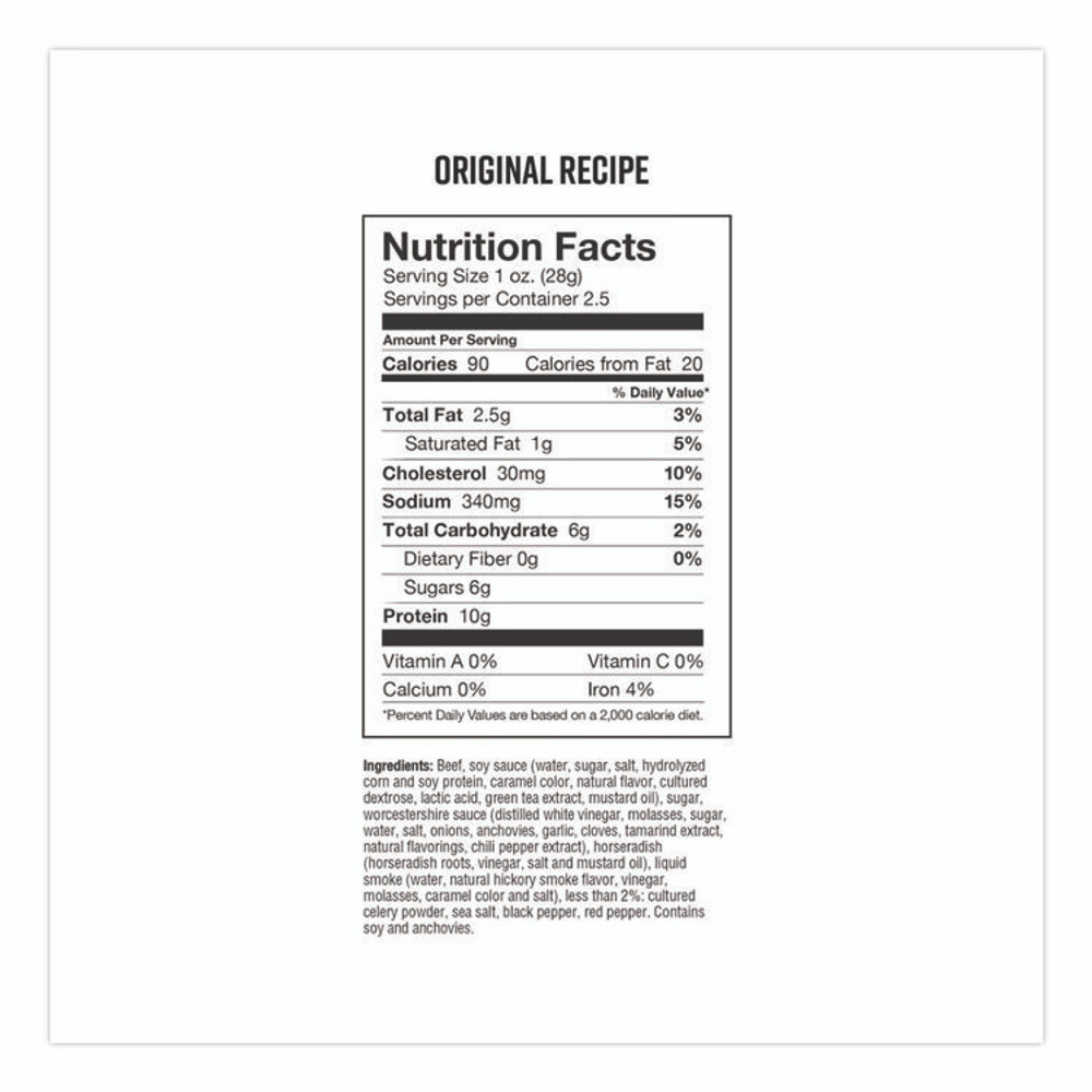 CHEF'S CUT REAL JERKY CO. CCR00500 Real Steak Jerky, Original Recipe, 2.5 oz Bag