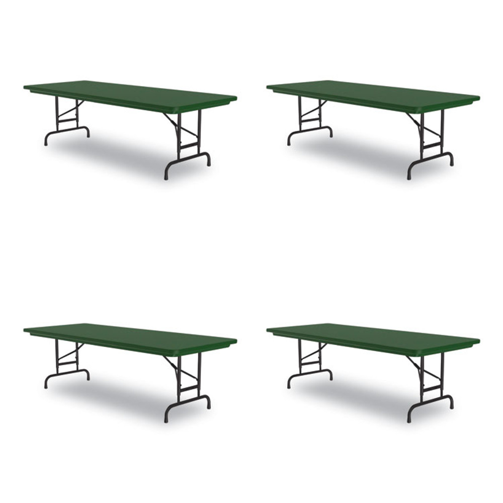 CORRELL, INC. RA3060294P Adjustable Folding Tables, Rectangular, 60" x 30" x 22" to 32", Green Top, Black Legs, 4/Pallet