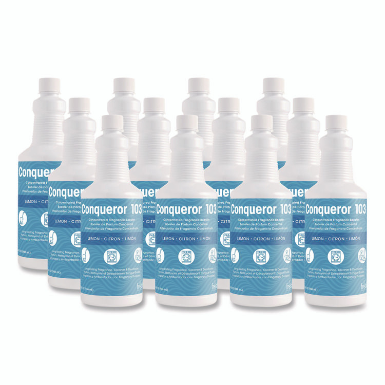 FRESH PRODUCTS 12-32WB-LECT Conqueror 103 Odor Counteractant Concentrate, Lemon, 32 oz Bottle, 12/Carton