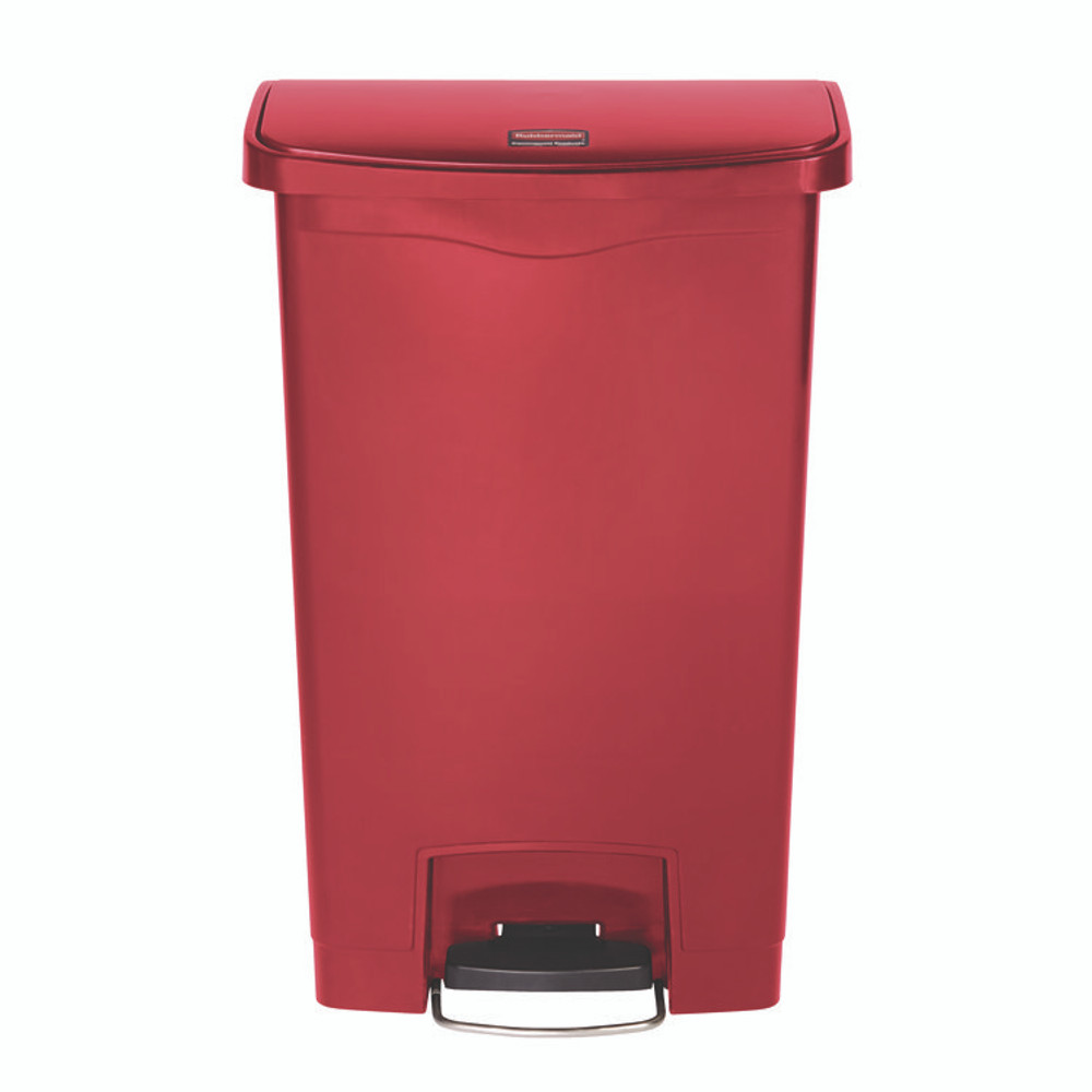 RUBBERMAID COMMERCIAL PROD. 1883564 Streamline Resin Step-On Container, Front Step Style, 8 gal, Polyethylene, Red
