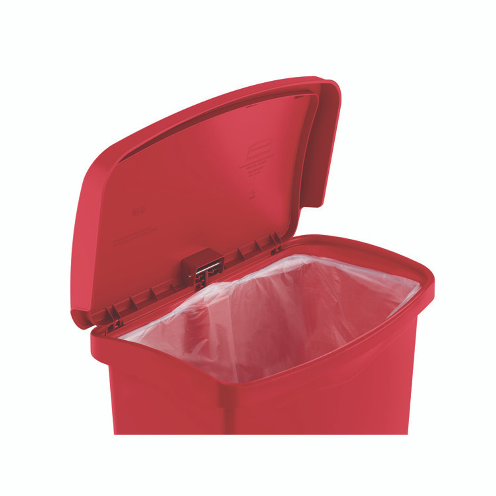 RUBBERMAID COMMERCIAL PROD. 1883564 Streamline Resin Step-On Container, Front Step Style, 8 gal, Polyethylene, Red