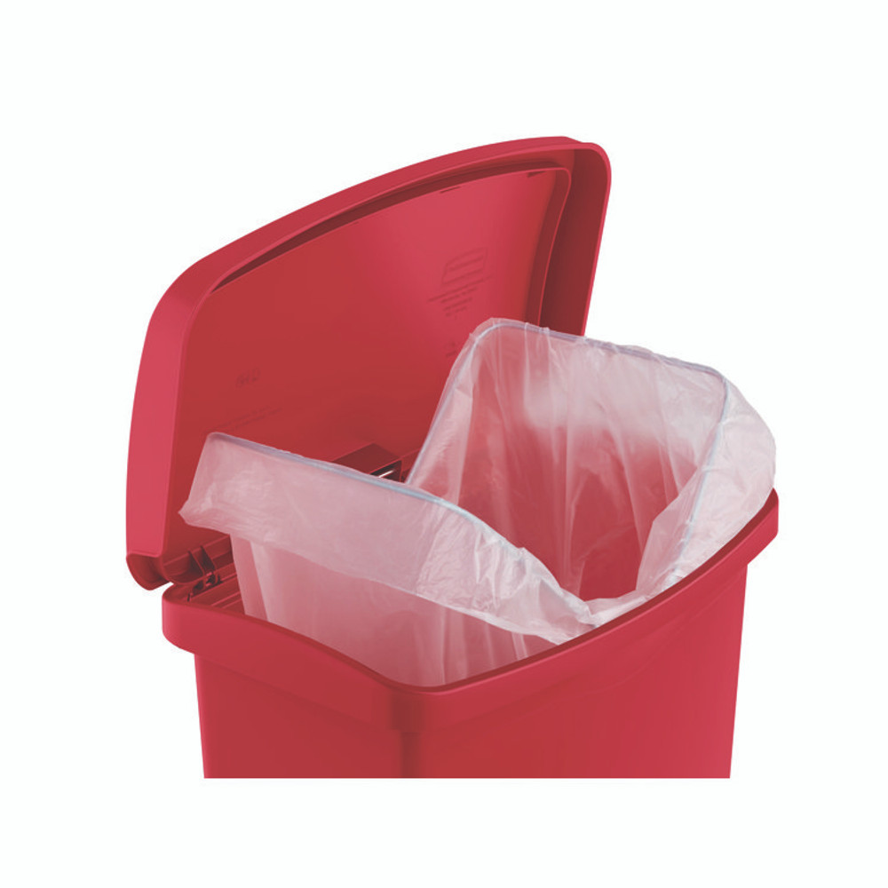 RUBBERMAID COMMERCIAL PROD. 1883564 Streamline Resin Step-On Container, Front Step Style, 8 gal, Polyethylene, Red