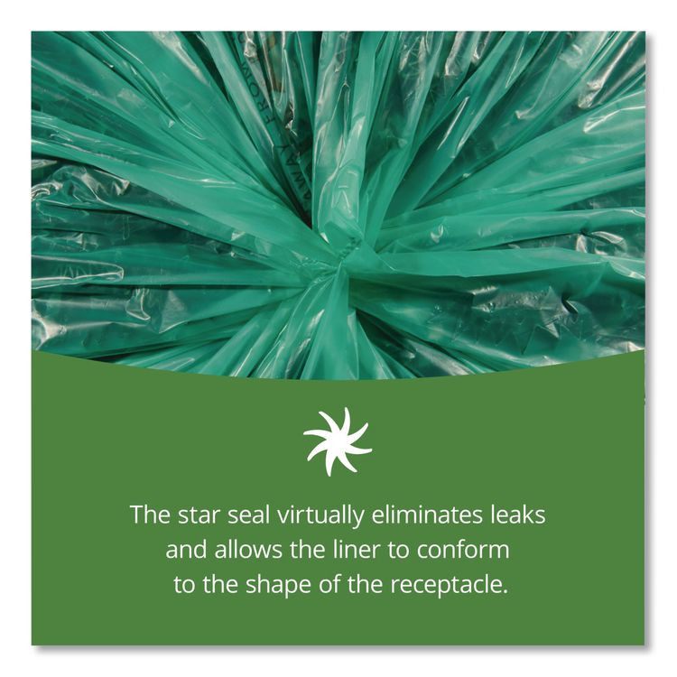 STOUT by Envision™ G3340E11 Controlled Life-Cycle Plastic Trash Bags, 33 gal, 1.1 mil, 33" x 40", Green, 40/Box