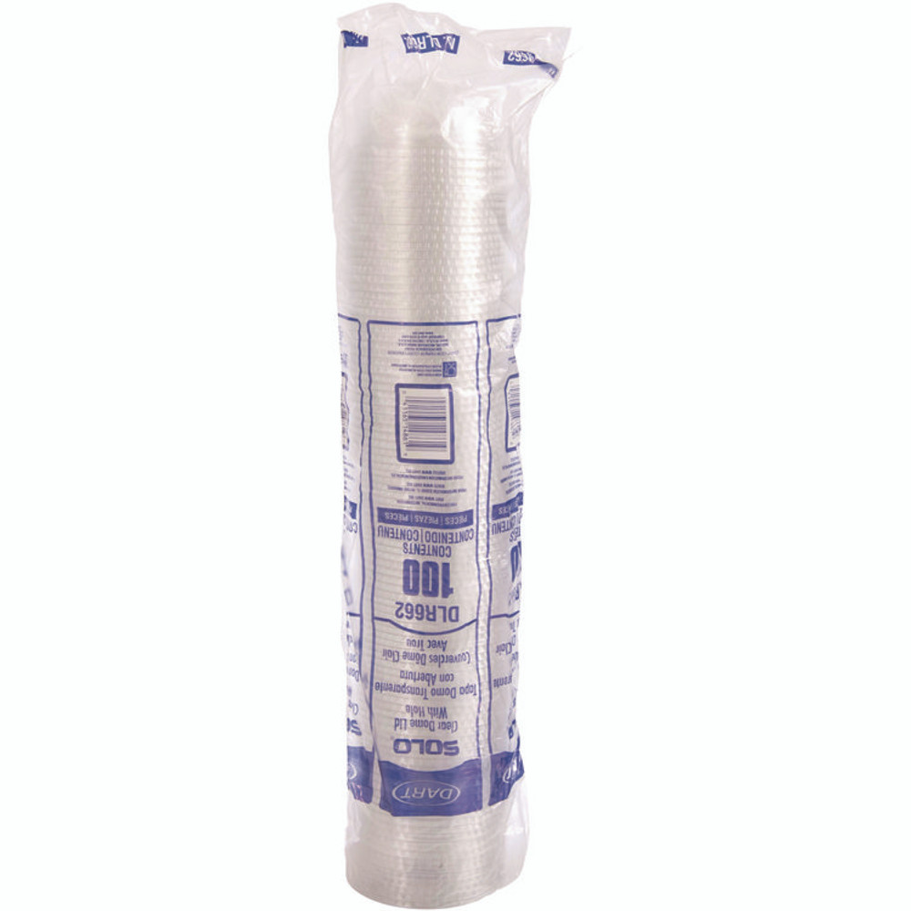 DART SOLO® DLR662 Dome-Top Cold Cup Lids, Fits 16 oz Cold Cups, Plastic, Clear, 1,000/Carton