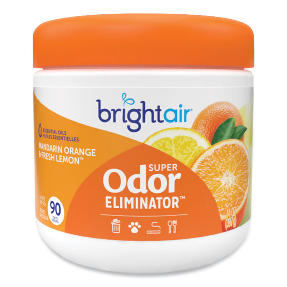 BRIGHT AIR 900013CT Super Odor Eliminator, Mandarin Orange and Fresh Lemon, 14 oz Jar, 6/Carton