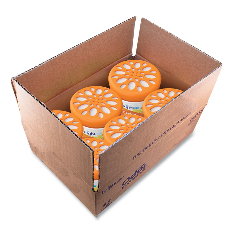 BRIGHT AIR 900013CT Super Odor Eliminator, Mandarin Orange and Fresh Lemon, 14 oz Jar, 6/Carton