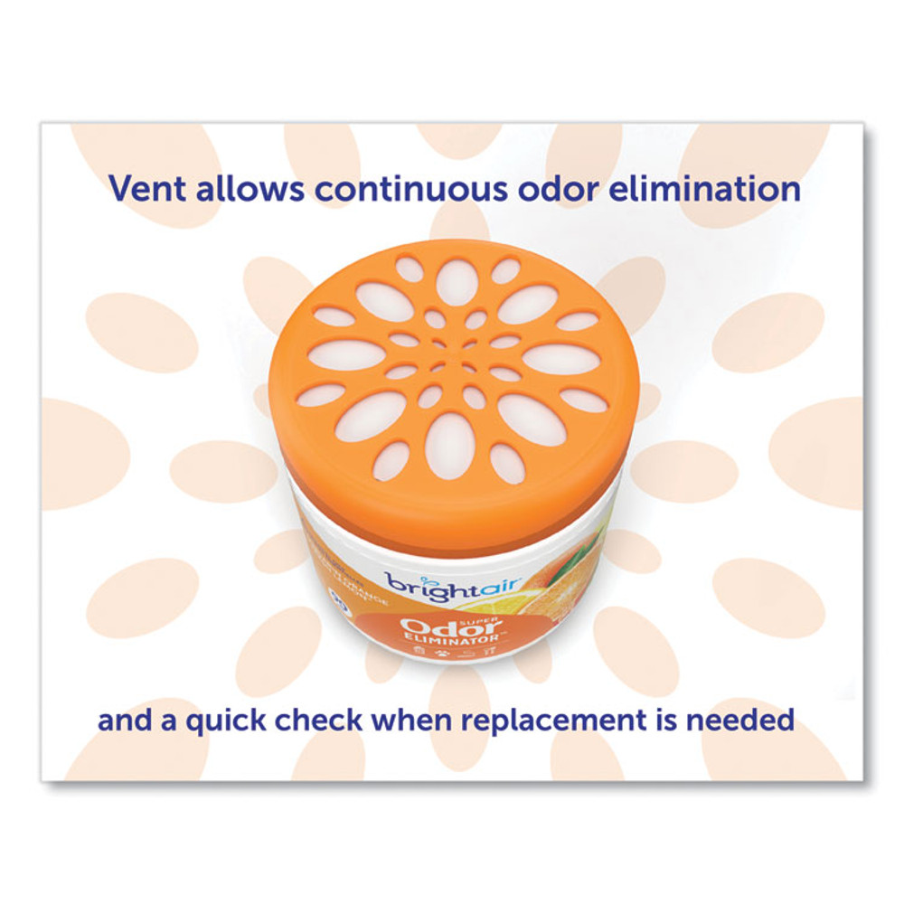 BRIGHT AIR 900013CT Super Odor Eliminator, Mandarin Orange and Fresh Lemon, 14 oz Jar, 6/Carton