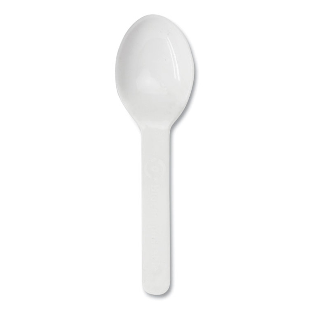 WORLD CENTRIC SPCS3 PLA Compostable Cutlery, Tasting Spoon, Plastic, 3", White, 3,000/Carton