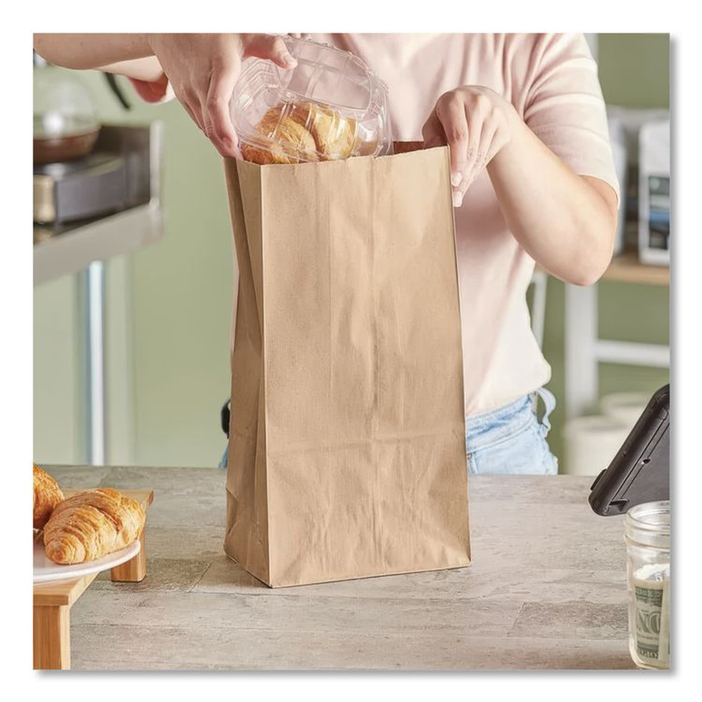 ROSS & WALLACE PAPER PRODUCTS, INC. GH12 Grocery Paper Bags, 12# Size, 50# Basis Weight, 7" x 4.38" x 13.75", Kraft, 500/Bundle