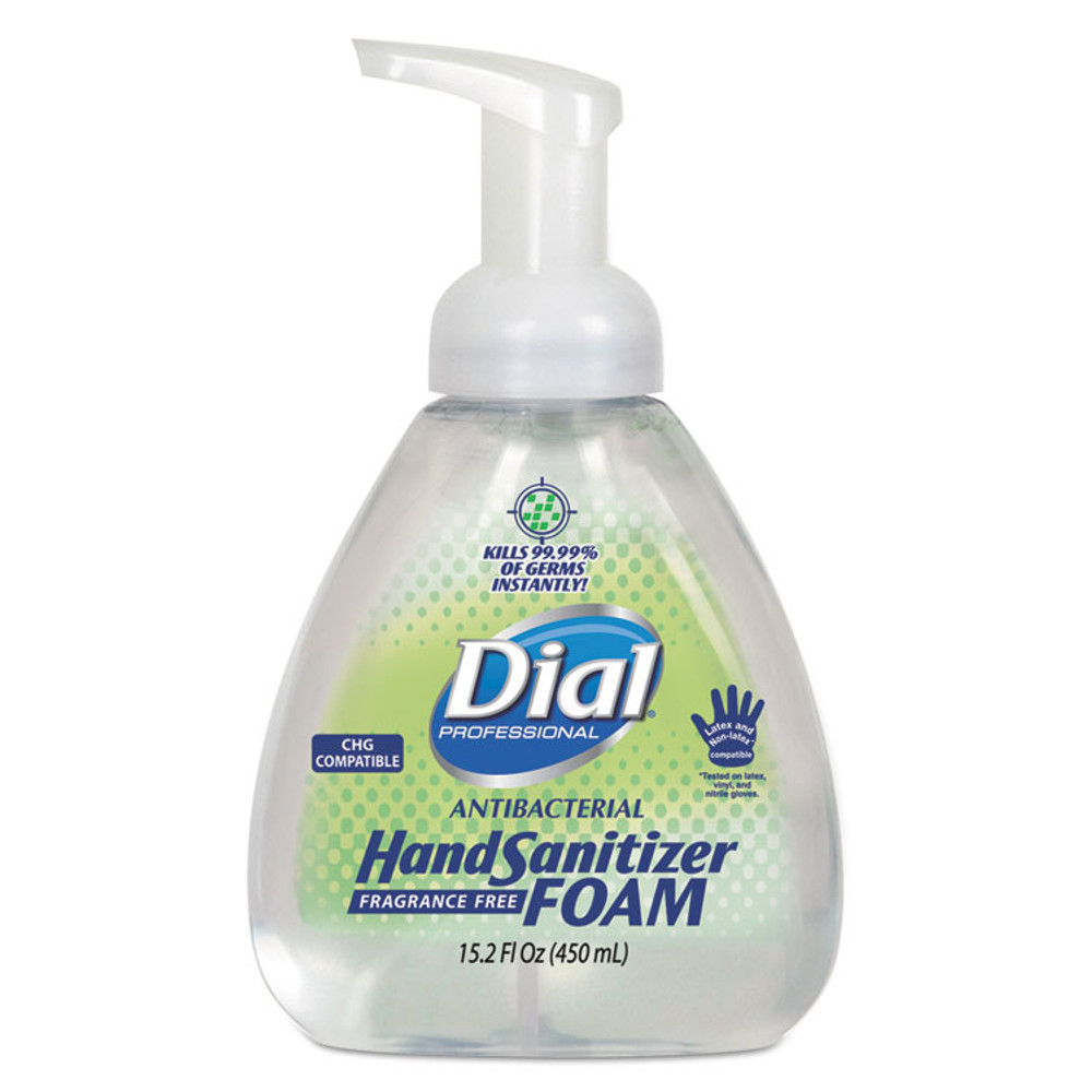 DIAL PROFESSIONAL 06040EA Antibacterial Foam Hand Sanitizer, 15.2 oz Pump Bottle, Fragrance-Free