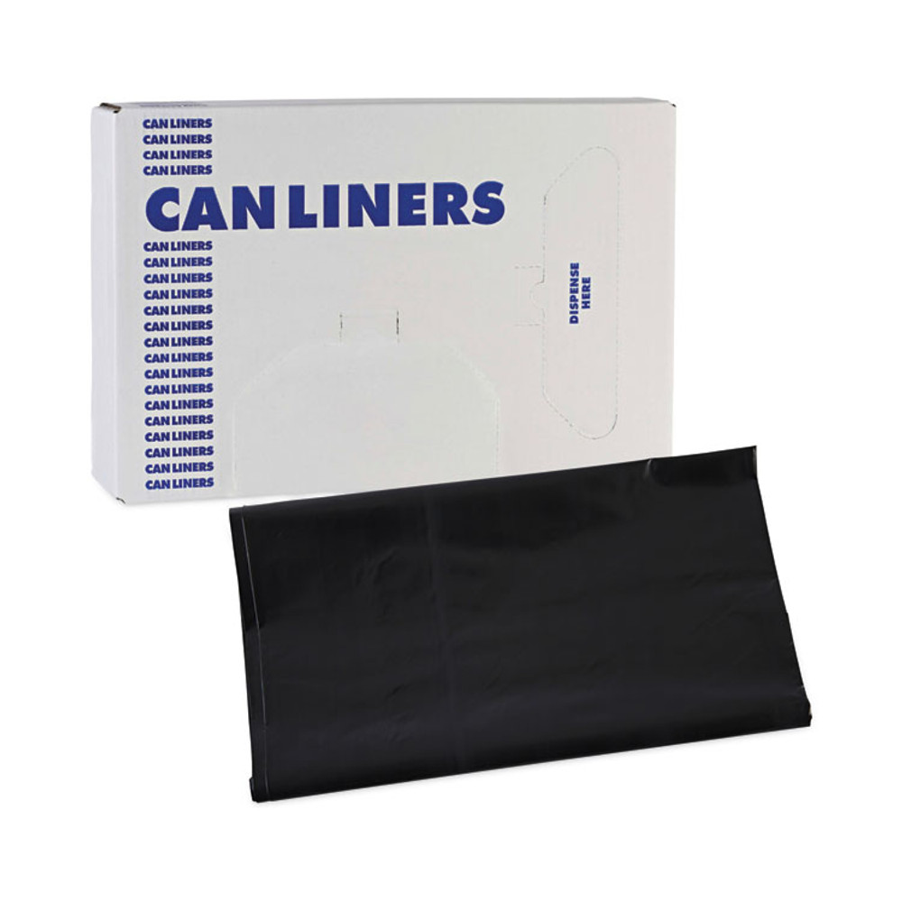 BOARDWALK G4046HBL Linear Low Density Industrial Can Liners, 45 gal, 1.7 mil, 40 x 46, Black, 100/Carton