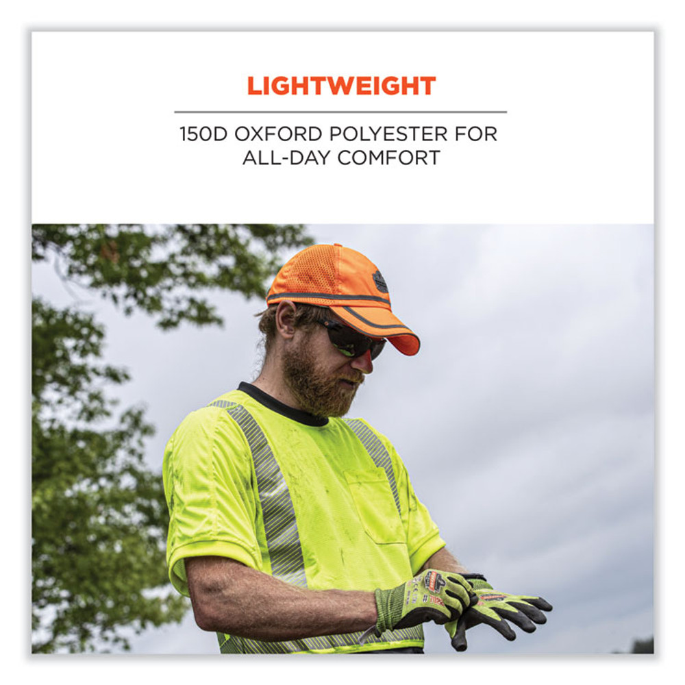 TENACIOUS HOLDINGS, INC. ergodyne® 23238 GloWear 8930 Hi-Vis Baseball Cap, Polyester, One Size Fits Most, Orange