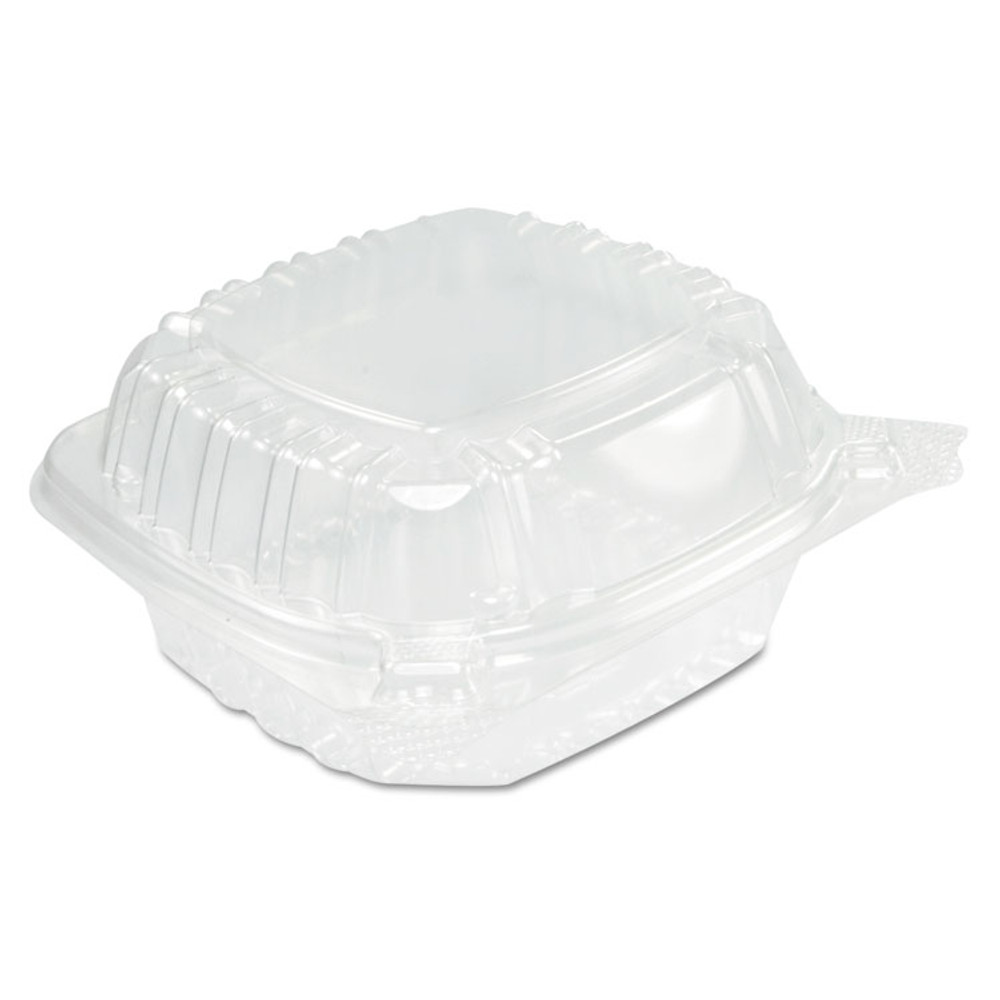 DART C53PST1 ClearSeal Hinged-Lid Plastic Containers, Sandwich Container, 13.8 oz, 5.4 x 5.3 x 2.6, Clear, Plastic, 500/Carton