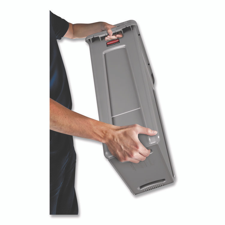 RUBBERMAID COMMERCIAL PROD. 1971258 Slim Jim Waste Container with Handles, 16 gal, Plastic, Light Gray