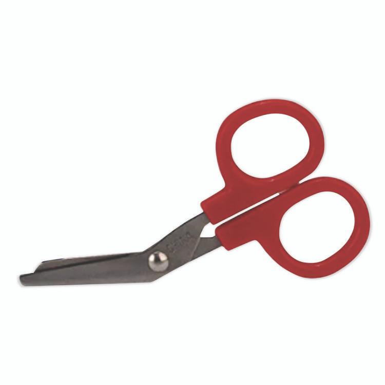 FIRST AID ONLY, INC. 730010 Angled First Aid Kit Scissors, 4" Long, 1.5" Cut Length, Crane-Style Red Handle