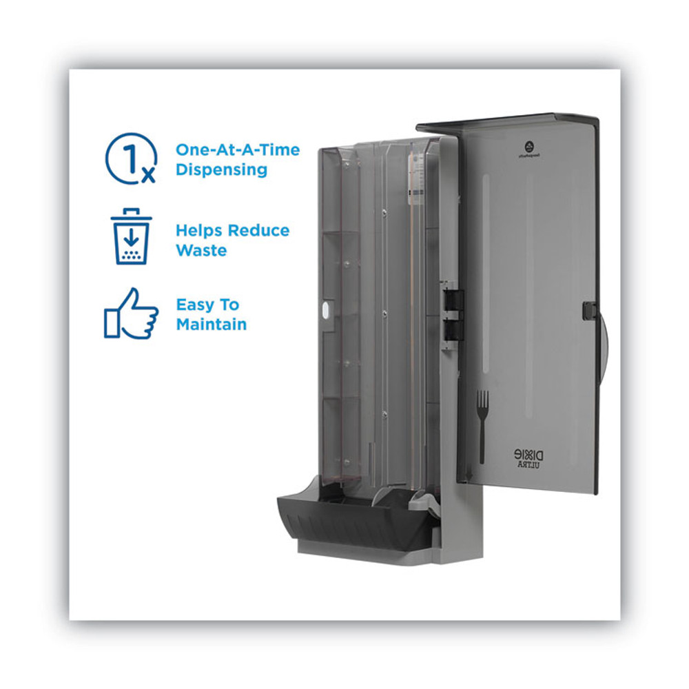 GEORGIA PACIFIC Dixie® SSFD120 SmartStock Classic Medium-Weight Polystyrene Dispenser, Holds 120 Forks, 10 x 8.78 x 24.75, Translucent Black