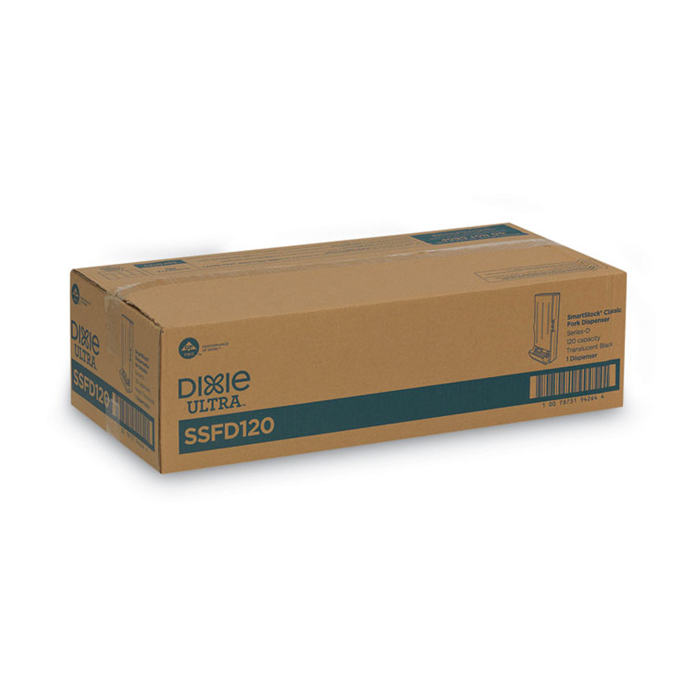 GEORGIA PACIFIC Dixie® SSFD120 SmartStock Classic Medium-Weight Polystyrene Dispenser, Holds 120 Forks, 10 x 8.78 x 24.75, Translucent Black