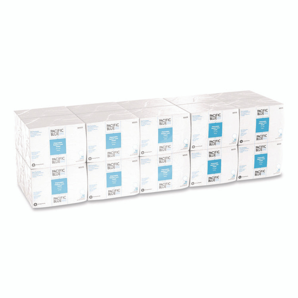 GEORGIA PACIFIC Professional 80535 Pacific Blue Select Disposable Patient Care Washcloths, 1-Ply, 9.5 x 13, Unscented, White, 50/Pack, 20 Packs/Carton