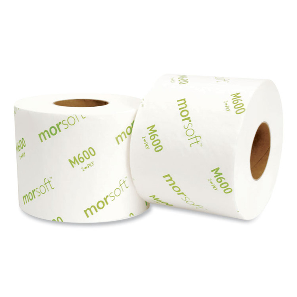 MORCON Tissue M600 Morsoft Controlled Bath Tissue, Septic Safe, 2-Ply, White, 600 Sheets/Roll, 48 Rolls/Carton