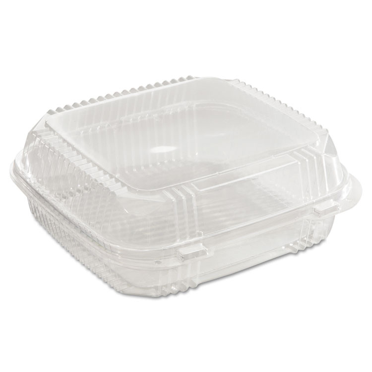 PACTIV EVERGREEN CORPORATION YCI81120 ClearView SmartLock Hinged Lid Container, 49 oz, 8.2 x 8.34 x 2.91, Clear, Plastic, 200/Carton