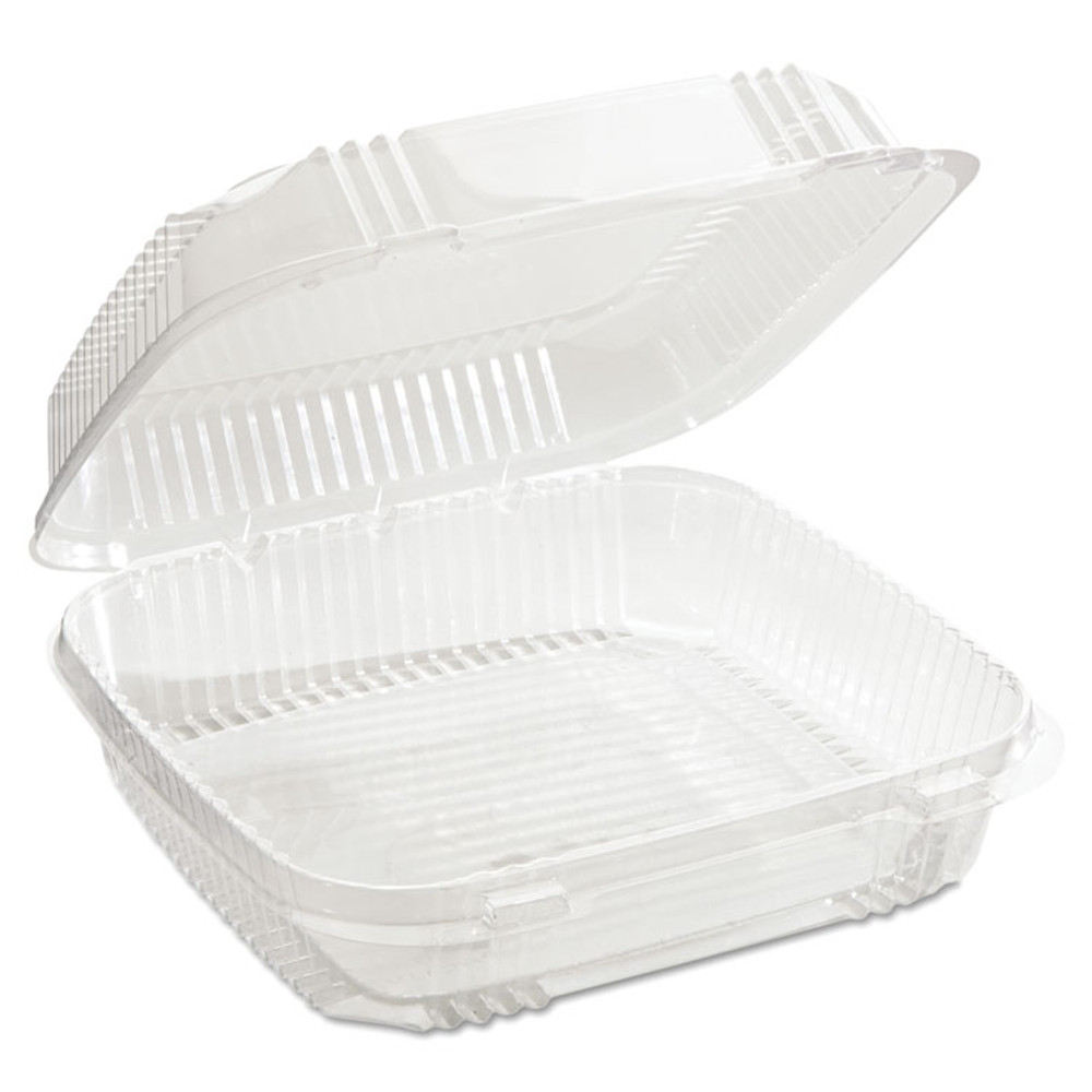 PACTIV EVERGREEN CORPORATION YCI81120 ClearView SmartLock Hinged Lid Container, 49 oz, 8.2 x 8.34 x 2.91, Clear, Plastic, 200/Carton